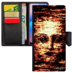 Coque samsung s24 + plus cuir portefeuille porte cartes portrait antichoc etui peinture rouge visage ...