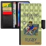 Coque pour samsung s8 cuir rabat j'peux pas y'a rugby humour etui jpeux vert bd supporter xv de france ...
