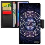 Coque signe astrologique cancer honor 8 portefeuille bleu horloge ciel univers flip case mobile noir ...