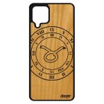 Coque signe astrologique taureau a12 bois veritable silicone horloge sm - a125f / dsn galaxie noir pas ...