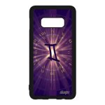 Coque signe gemeaux samsung s10e silicone case etoiles soleil violet du zodiaque galaxie astrologique ...
