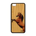 Coque silicone antichoc pour iphone 5c vrai bois cheval fr�ne telephone jolie marron housse design 4g ...