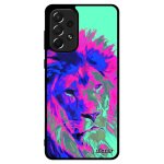 Coque silicone antichoc pour samsung a73 lion rigide housse violet fauve roi pochoir street art felin ...