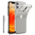 Coque silicone pour apple iphone 12 6. 1  gel ultraslim et ajustement parfait - transparent + stylet
