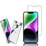 Coque silicone pour apple iphone 14 6. 1  souple mat translucide avec cadre carr� de luxe - bleu + 1 ...