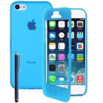 Coque silicone pour apple iphone 6 plus / 6s plus gel livre rabat - bleu + stylet