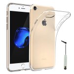 Coque silicone pour apple iphone 7 4. 7  gel ultraslim et ajustement parfait - transparent + mini stylet ...