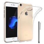 Coque silicone pour apple iphone 7 4. 7  gel ultraslim et ajustement parfait - transparent + stylet