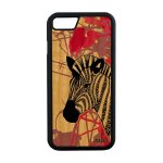 Coque silicone apple iphone 7 en bois naturel zebre azteque noir et blanc