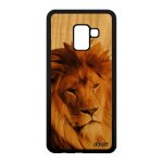 Coque silicone galaxy a8 2018 bois lion nature peinture design roi beige lionne animal housse smartphone ...