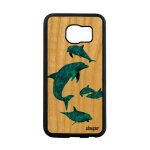 Coque silicone galaxy s6 edge en bois dauphin animal jolie design bleu pas cher nature antichoc animaux ...