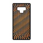Coque silicone illusion d'optique note 9 en bois bleu souple art visuel smartphone telephone effet cercle ...