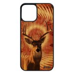 Coque silicone pour iphone 12 / 12 pro bois cerf design mandala orange fr�ne gibier animaux etui texture ...