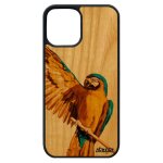 Coque silicone pour iphone 12 pro max vrai bois perroquet tropical animaux 4g case antichoc bumper design ...