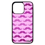 Coque silicone pour iphone 13 pro moustache peinture impression rose imprime chapeau melon homme cover ...