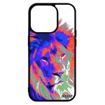 Coque en silicone iphone 14 pro lion street art lionne animal design housse roi savane fauve noir pochoir ...