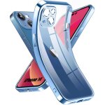 Coque silicone pour iphone 14 transparent avec contour bleu