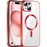 Coque silicone pour iphone 15 avec anneau magn�tique protection antichoc transparent contour rouge - ...