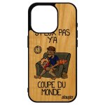 Coque silicone iphone 15 pro en bois j'peux pas y'a coupe du monde smartphone supporter rugby handball ...