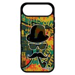Coque silicone pour iphone 17 air homme moustache mobile antichoc chapeau melon pipe vert homme noir ...