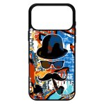 Coque silicone pour iphone 17 pro max monsieur moustache peinture telephone homme vintage noir orange ...