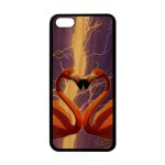 Coque silicone iphone 5c en bois flamand rose eclair animaux amour orage violet coeur design oiseau animal ...