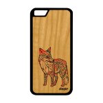 Coque silicone pour iphone 6 6s en vrai bois renard rouge homme animal tpu