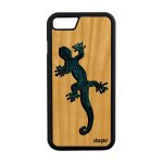 Coque silicone iphone 7 en bois salamandre smartphone original animal bleu