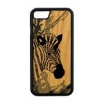 Coque silicone iphone 7 en bois zebre noir souple safari ethnique raye de