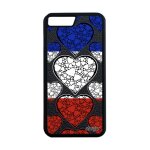 Coque silicone pour iphone 8 + plus drapeau france fran�ais foot jo i love coupe d'europe coeur bleu ...