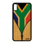 Coque silicone iphone xs max en bois drapeau afrique du sud africain foot