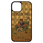 Coque silicone j'peux pas j'ai console antichoc iphone 13 bois vert texte bd housse jpeux geek je play ...