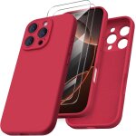 Coque silicone liquide iphone 16 pro (6, 3 ) + 2 verres tremps - protection 360 antichoc, protge appareil ...