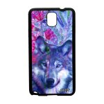 Coque silicone loup samsung note 3 rose animaux dessin design predateur 4g fleurs bte sauvage animal ...