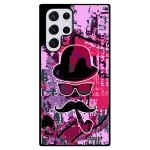 Coque silicone monsieur moustache pour samsung s22 ultra peinture rigide lunette fille chapeau melon ...
