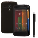 Coque silicone pour motorola moto g x1032 4. 5  gel livre rabat - gris + stylet