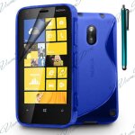 Coque silicone pour nokia lumia 620 gel motif s au dos - bleu + stylet