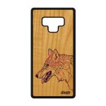 Coque silicone note 9 en bois et loup noir de protection violet samsung galaxy note 9