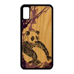 Coque silicone panda pour iphone x en bois ours dessin azteque chine etui