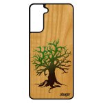 Coque silicone peinture arbre samsung galaxy s21 en bois naturel et solide housse de vie mobile telephone ...