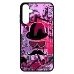 Coque en silicone de protection samsung a15 4g 5g monsieur moustache pipe graf noir fille chapeau melon ...