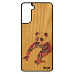 Coque silicone de protection pour samsung s21 en bois panda tribal rigide dessin violet multicolore ethnique ...