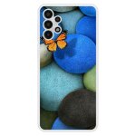 Coque silicone renforc�e - compatible samsung galaxy a13 - design papillon galet bleu