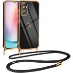 Coque silicone samsung galaxy a24 4g avec lanire tour de cou rglable et pendentif - motif coeur, cadre ...