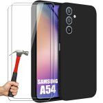 Coque silicone pour samsung galaxy a54 6. 4  noir + 2 protections d'�cran en verre tremp� - e. f. connection ...