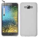Coque silicone pour samsung galaxy e7 5. 5  gel motif s au dos - blanc + mini stylet