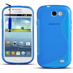 Coque silicone pour samsung galaxy express i8730 / express i437 gel motif s au dos - bleu + mini stylet ...