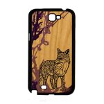 Coque silicone samsung note 2 en bois renard azteque goupil ethnique noir samsung galaxy note 2