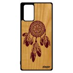 Coque silicone pour samsung note 20 en bois attrape reve fantaisie smartphone motif rouge mandala plume ...