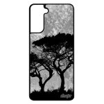 Coque silicone samsung s21 + plus arbres smartphone feuilles design zen bumper paysage gris ecolo savane ...